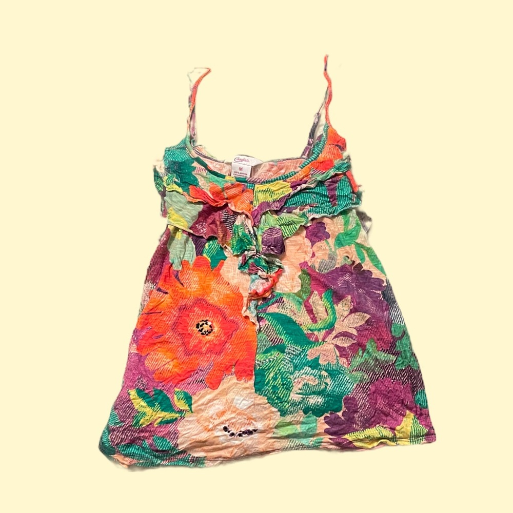 Candies Juniors Multi Color Floral Print Tank Top - Medium